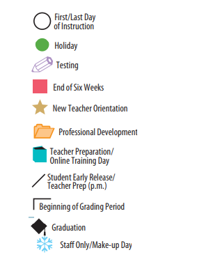 District School Academic Calendar Legend for Mesa Verde Elementary