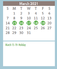 District School Academic Calendar for Amarillo High School for March 2021