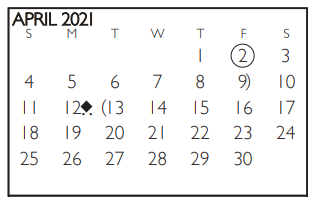 District School Academic Calendar for Workman Junior High for April 2021