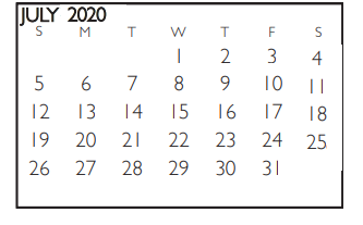 District School Academic Calendar for Shackelford Junior High for July 2020