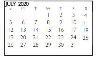 District School Academic Calendar for Johns Elementary School for July 2020