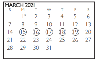 District School Academic Calendar for Atherton Elementary for March 2021