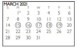 District School Academic Calendar for Anderson Elementary for March 2021