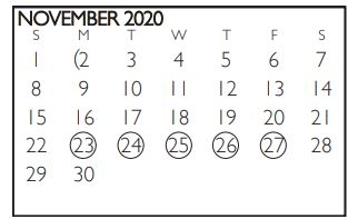 District School Academic Calendar for Mary Moore Elementary for November 2020