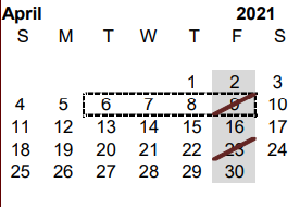 District School Academic Calendar for Athens Annex for April 2021