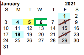 District School Academic Calendar for Athens Annex for January 2021