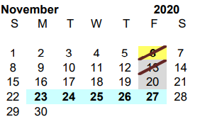 District School Academic Calendar for Athens Middle for November 2020