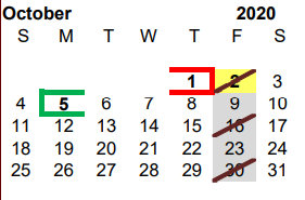 District School Academic Calendar for R C Fisher Campus for October 2020