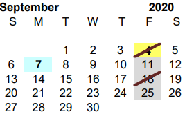 District School Academic Calendar for Athens Annex for September 2020