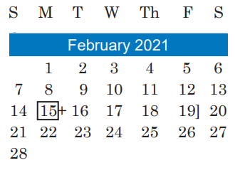 District School Academic Calendar for Leadership Academy for February 2021