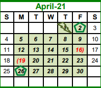 District School Academic Calendar for Cross Timbers Elementary for April 2021