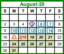 District School Academic Calendar for Liberty Elementary for August 2020