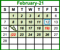 District School Academic Calendar for Cross Timbers Elementary for February 2021