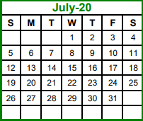 District School Academic Calendar for Eagle Heights Elementary for July 2020