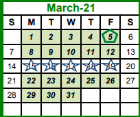 District School Academic Calendar for Azle Junior High South for March 2021