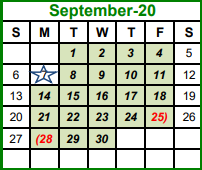 District School Academic Calendar for Azle Junior High South for September 2020