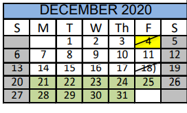 District School Academic Calendar for Bay City J H for December 2020