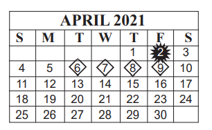 District School Academic Calendar for Jones Clark Elementary School for April 2021