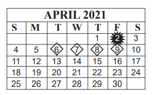 District School Academic Calendar for Martin Elementary for April 2021