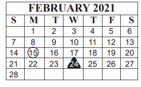 District School Academic Calendar for West Brook Sr High School for February 2021