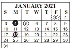 District School Academic Calendar for Martin Elementary for January 2021