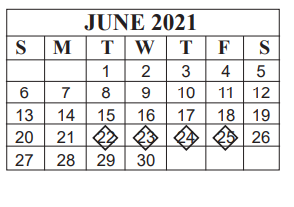 District School Academic Calendar for Charlton-Pollard Elementary for June 2021