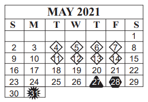District School Academic Calendar for Jones Clark Elementary School for May 2021