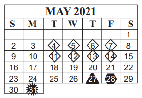 District School Academic Calendar for Vincent Middle School for May 2021