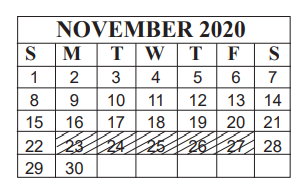 District School Academic Calendar for Pietzsch/mac Arthur Elementary for November 2020