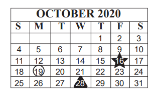 District School Academic Calendar for Jefferson Co Youth Acad for October 2020