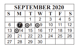 District School Academic Calendar for Vincent Middle School for September 2020
