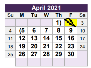 District School Academic Calendar for North Ridge Elementary for April 2021