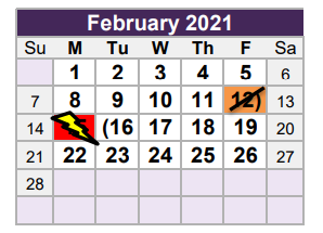 District School Academic Calendar for David E Smith Elementary for February 2021