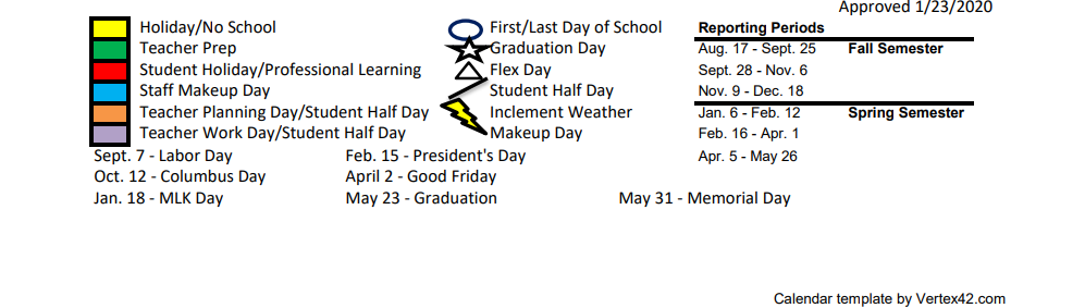 District School Academic Calendar Key for Alliene Mullendore Elementary