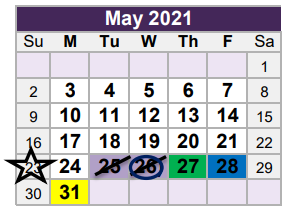 District School Academic Calendar for Birdville Elementary for May 2021