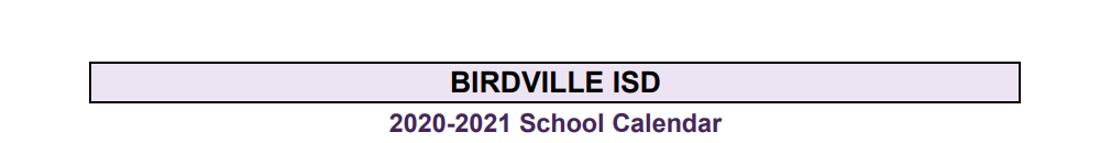 District School Academic Calendar for Academy At West Birdville