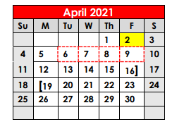 District School Academic Calendar for C H A M P S for April 2021