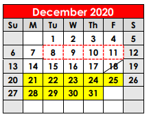 District School Academic Calendar for Crockett Elementary for December 2020