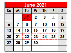 District School Academic Calendar for Borger Intermediate for June 2021