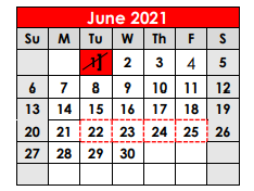 District School Academic Calendar for Crockett Elementary for June 2021