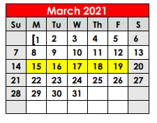 District School Academic Calendar for Borger Intermediate for March 2021