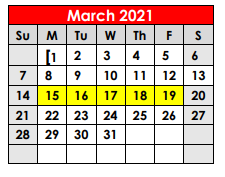 District School Academic Calendar for Crockett Elementary for March 2021