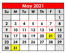 District School Academic Calendar for Borger Intermediate for May 2021