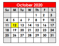 District School Academic Calendar for Crockett Elementary for October 2020