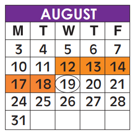 District School Academic Calendar for Orange Brook Elementary School for August 2020