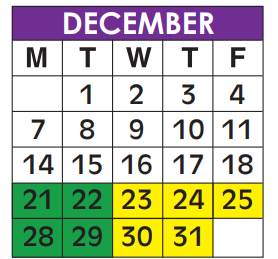 District School Academic Calendar for Westpine Middle School for December 2020