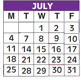District School Academic Calendar for New River Middle School for July 2020
