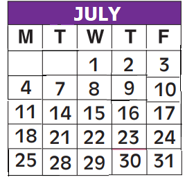 District School Academic Calendar for Alphabet Land-margate for July 2020