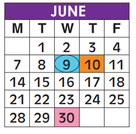 District School Academic Calendar for Riverwood Youth for June 2021