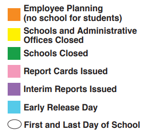 District School Academic Calendar Legend for Sunset School